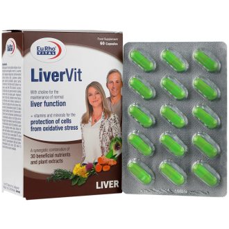 کپسول لیورویت یوروویتال مناسب حمایت از سلامت کبد، بسته ۶۰ عددی