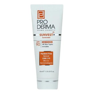 کرم ضدآفتاب پرودرما SPF۹۰ بیرنگ مناسب انواع پوست، حجم ۴۰ میلی‌لیتر