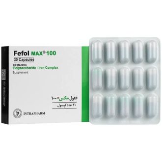 کپسول مکمل آهن ففول مکس ۱۰۰ میلیگرم اینترافارم مناسب برای کم‌خونی و فقر آهن، بسته ۳۰ عددی