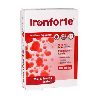 کپسول آیرون فورت هولیستیکا مناسب کمک به رفع کم‌خونی و تامین آهن بدن، بسته ۳۲ عددی