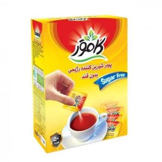 پودر شیرین‌کننده رژیمی کامور مدل پودرشکر شاسه‌ای مناسب افراد دیابتی و رژیمی، بسته ۵۰ عددی