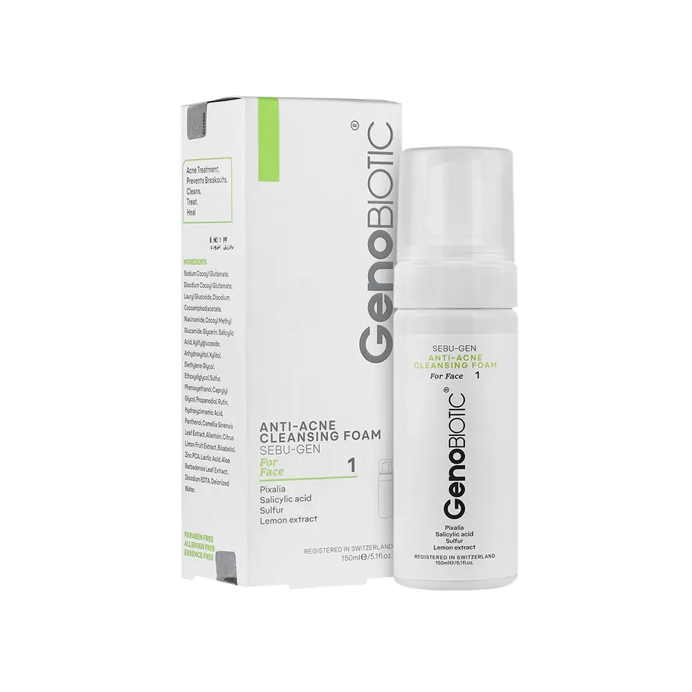 فوم شستشوی صورت ژنوبایوتیک / Genobiotic مدل فوم چرب مناسب برای پوست چرب و مستعد آکنه فوم شستشوی صورت ژنوبایوتیک / Genobiotic مدل فوم چرب مناسب برای پوست چرب و مستعد آکنه