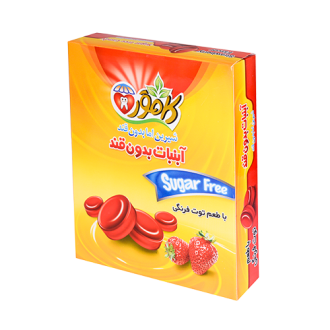 آبنبات بدون قند با طعم توت فرنگی کامور / Kamvar مناسب برای افراد دیابتی و سلامت دندان وزن ۱۲ گرم