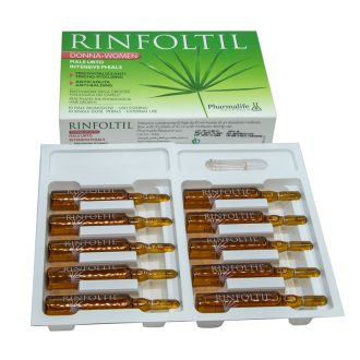 ویال تقویت کننده مو رینفولتیل / Rinfoltil مناسب برای جلوگیری از ریزش و تقویت رشد مو بانوان بسته ۱۰ عددی