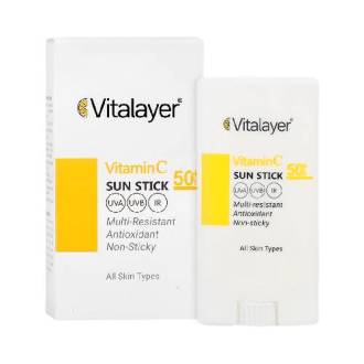 ضد آفتاب استیکی بی رنگ SPF۵۰+ ویتالایر / Vitalayer مناسب برای انواع پوست و محافظت در برابر آفتاب ۱۵ گرمی