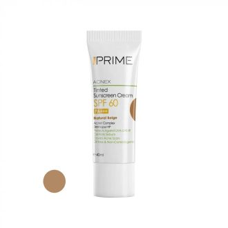 کرم ضد آفتاب و پرایمر SPF ۶۰ پرایم / Prime مدل بژ طبیعی مناسب برای پوست چرب و محافظت در برابر آفتاب حجم ۵۰ میلی‌لیتر