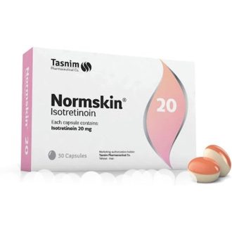 کپسول نرم ایزوترتینوئین ۲۰ میلی‌گرم نورم اسکین کوشان فارمد / Normskin مناسب برای درمان آکنه و جوش‌های شدید بسته ۳۰ عددی