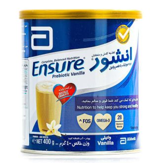 پودر مکمل انشور آبوت / Abbott مناسب برای تامین انرژی، پروتئین و دوران نقاهت وزن ۴۰۰ گرمی