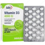 قرص ویتامین د۳ ۴۰۰۰ واحد یوروویتال / Eurho Vital Vitamin D۳ مناسب برای تقویت سیستم ایمنی و سلامت استخوان بسته ۶۰ عددی