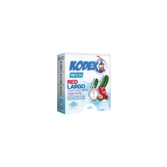کاندوم کدکس / Kodex مدل لارگو قرمز مناسب برای افزایش لذت و تاخیر در انزال بسته ۳ عددی